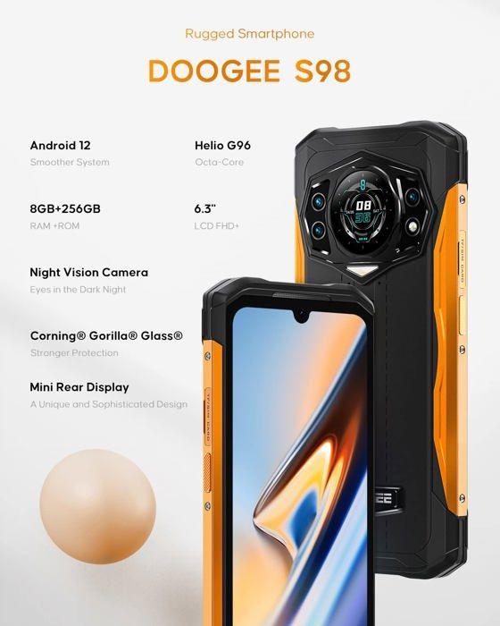Smartphone - DOOGEE - S98 - 8 Go RAM - 256 Go ROM - Étanche, anti-poussière, anti-chute