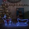VidaXL Outdoor Christmas Decoration Reindeer and Sleigh 252 LEDs Illuminated Reindeer Luminous Decorative Holiday Ornament 329809