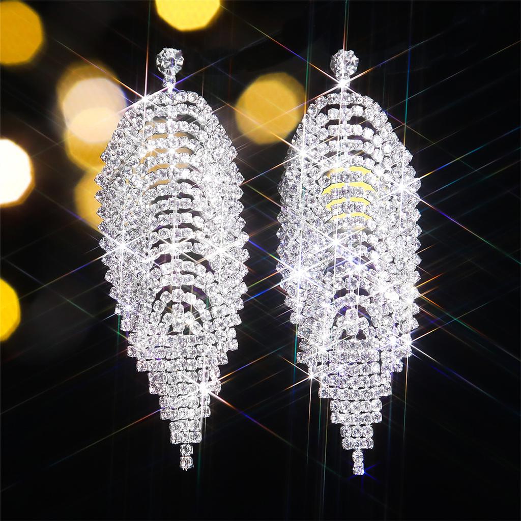 Temperament Luxury Long Leaf Earrings Shiny Diamond Earrings Elegant Trend Earrings Jewelry Women's Earrings