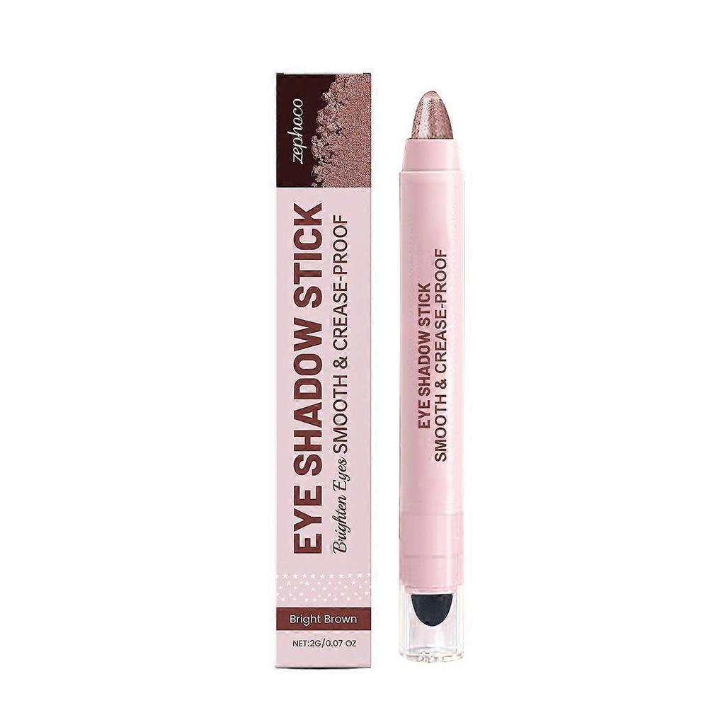 Bright Brown Shiny Cream Eyeshadow Stick - Natural Color-Shifting Long-Lasting Makeup Glitter Eyeshadow Stick