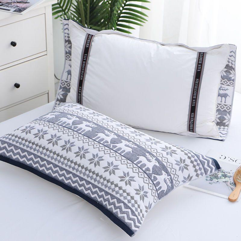 Yiwenwo Нескользящая Хлопковая Марлевая Наволочка Extra Large с Фиксирующими Ремешками для Студентов и Взрослых