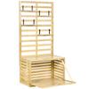 Storage Box with Trellis, 4 Hanging Shelves, Magnetic Door, Solid Wood, Natural, 80 x 45 x 160 cm