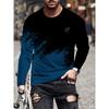 Spring and Autumn Round Neck 3D Color Block Printed Top Fashionable Casual Long Sleeved Men's T-shirts