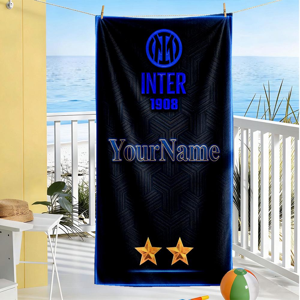 Inter Milan Customizable Name Beach Towel High Absorbency & Quick-Dry Portable for SwimmingBeachCamping Travel Beach AccessoriesGym