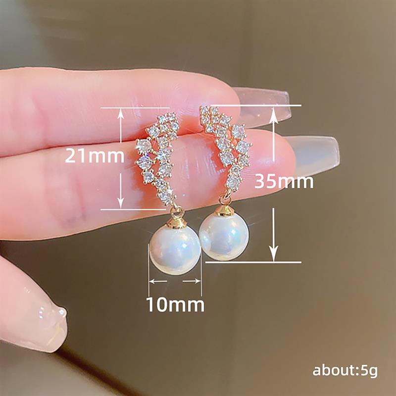 Xiaomi Huitan Women Drop Earrings Imitation Pearl Elegant Wedding Engagement Inlaid Bright Cubic Zirconia Accessories Trendy Jewelry