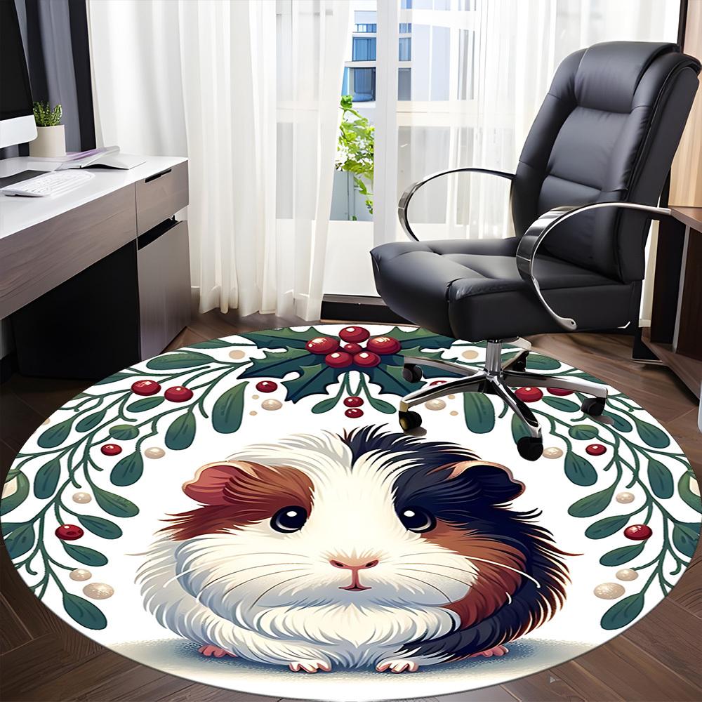 1pc Guinea Pig Wreath Chair Carpet for Office Machine Washable Rug for Office, Good Gift for Family or Friends yy251225231