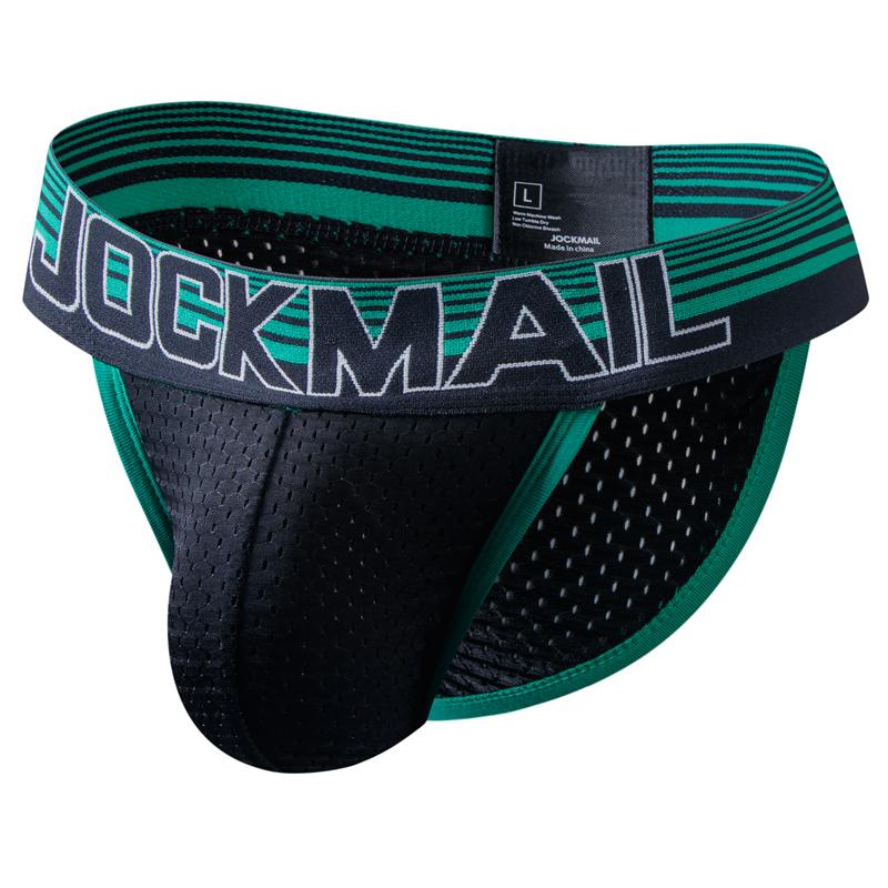 Трусы JOCKMAIL, модное брендовое сексуальное мужское нижнее белье, дышащее сетчатое нижнее белье с низкой талией, высоким разрезом, большой чехол для мошонки, спортивные трусы