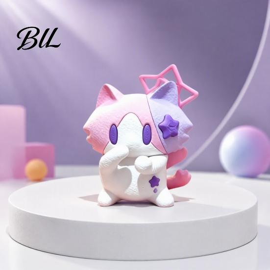 Heart Warming Gift for Holidays Cute 3D Printed Cat Figurine, Cartoon Desk Ornament with Playful Mouth Covering Unique Accessories Work Design,