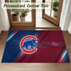 Crystal Velvet Square Rug Custom NameChicago Cubs Pattern Non Slip Home Floor Decor Rug