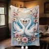 1pc Swans Flowers Outdoor Flannel Blanket Soft Warm All-Season Throw for Sofa Bed Car Camping Office, Cozy Gift Idea1134S