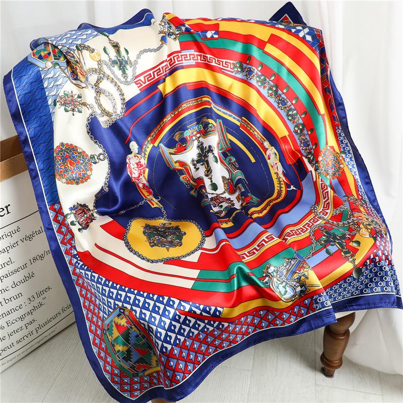 90 * 90cm New Silk Scarf Women'S Spring And Summer Decorative Scarf Sunscreen Travel Shawl Autumn And Winter Scarf Thin Edition
