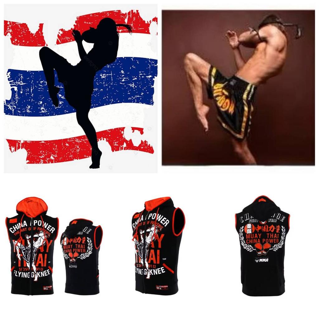 Муай Тай Кикбоксинг UFFC MMA Смешанные Боевые Искусства Куртка Толстовка Худи Мужская Женская Детская Унисекс Без Рукавов Принт Спорт Зал Фитнес Тренировка