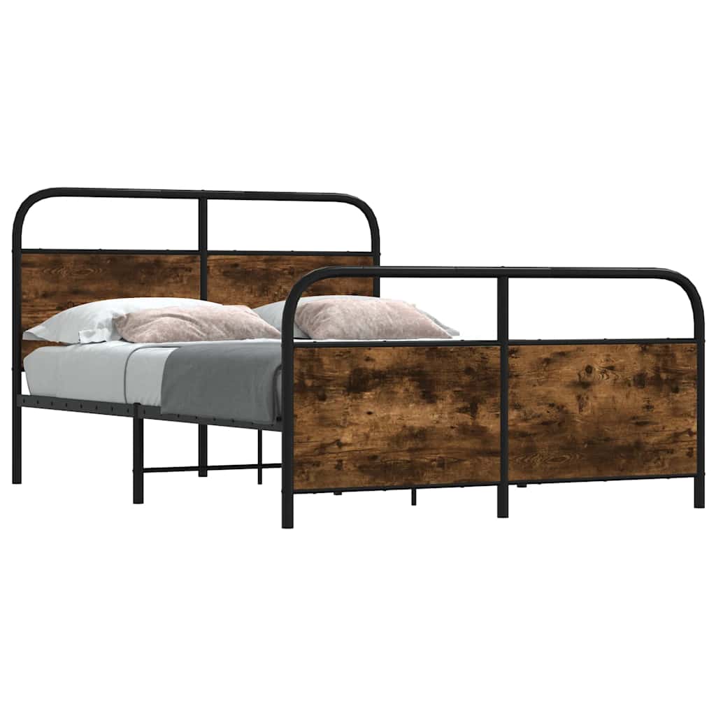 Bed Frame without Mattress 120 x 200 cm Smoked Oak Wood Based Material