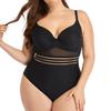 Swimwear Push Up Solid Color One-piece Backless Women Mesh Hollow Swimsuit for Beach