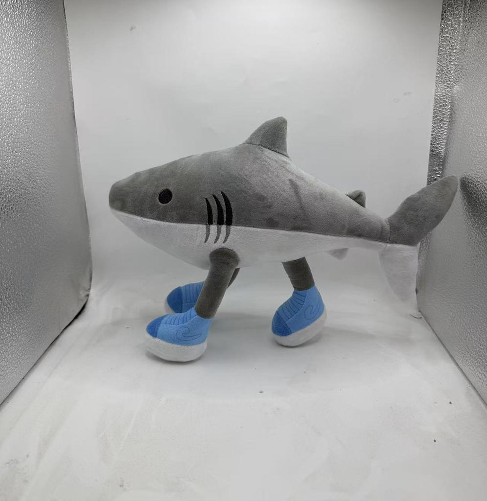 Kawaii Tung Tung Tung Sahur Plush Funny Tralalelo Tralala Sharks Wear Blue Shoes Stuffed Doll Pillow Toy For Kid Birthday Gifts