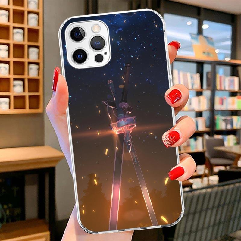 Sword Art Online Anime Cover Phone Case For iPhone 16 17 Air 15 14 Pro Max 16E Phone Case 13 Mini 12 11 7 SE 8 Print Pattern Fit