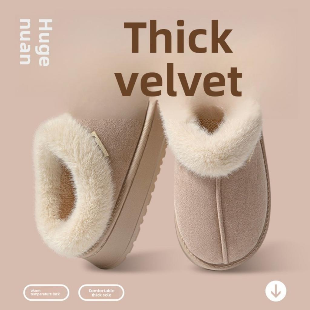 Хлопковые тапочки для женщин, Зимние домашние, На толстой подошве, Противоскользящие, Сумка для верхней одежды с теплыми и плюшевыми хлопковыми тапочками для мужчин