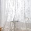 2 Pcs Retro Gauze Curtain Ruffled Edge Voile Curtain Home Decor French Lace Floral Curtain  Bedroom