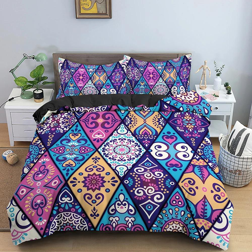 Комплект постельного белья Mandala, комплект постельного белья в стиле бохо, мягкий пододеяльник с 12 наволочками, пододеяльник для спальни, размеры King Queen