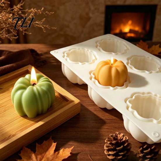 DIY Scented Candle Making 3D Pumpkin Silicone Mold, Food-Grade Non-Stick Flexible Baking Food Grade Mold Halloween Themed for Mousse Cakes And