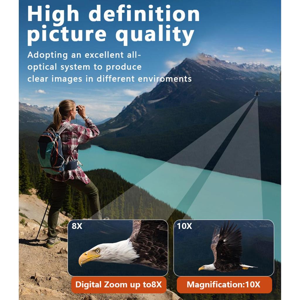 10x25 Digital Binoculars with Camera for Color 8x Digital 48MP Video and Photo Large View Binoculars for Birdwatching and Travel Adults, 2-Inch