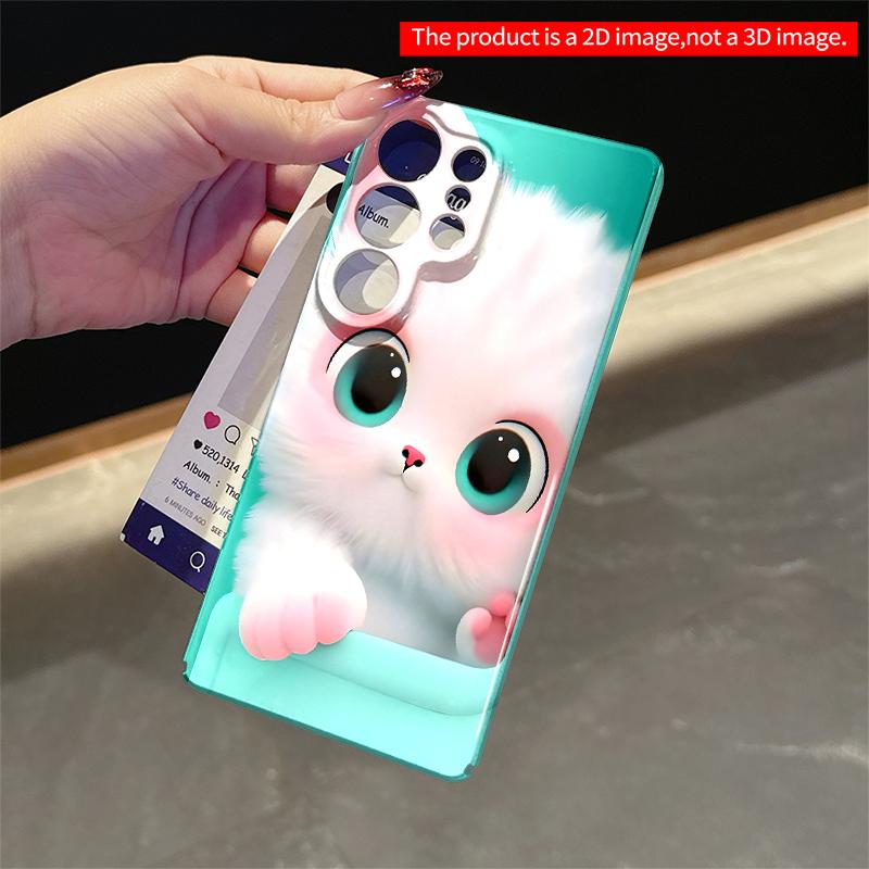 2DFlat Samsung phone case Cute White Kitten Peeking Out Phone Case Applicable to Galaxy S23 S24 S25ULTRA S26 A12 A14 A15 A16 A54 A55