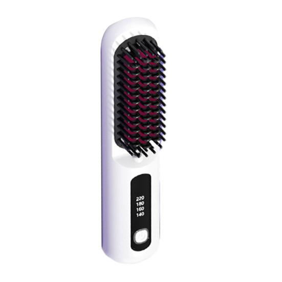 Cordless Hair Straightener Brush with 3 Temperature Settings Portable Mini Hair Straightening Comb Rechargeable Fast Heating Electric Hot Brush