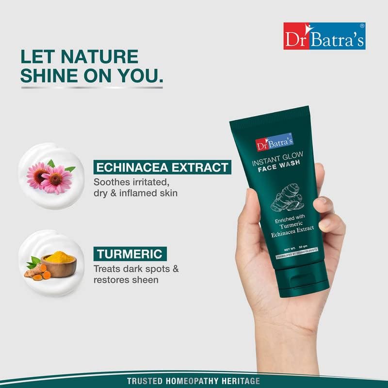 Dr Batra's Instant Glow Face Wash for Men 50 Gm Pack of 2 Paraben Free Daily Skin Cleanser