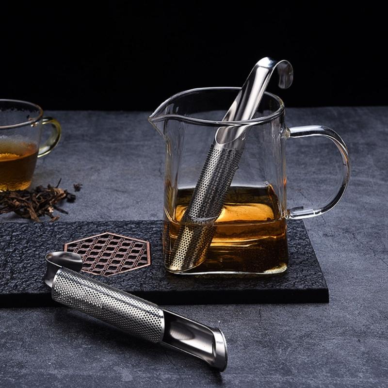 Teas Infuser Set For Loose Leaf Brewing Stainless Steels Net Filter With Hanging Hook Handle And Included Cleaning Brush