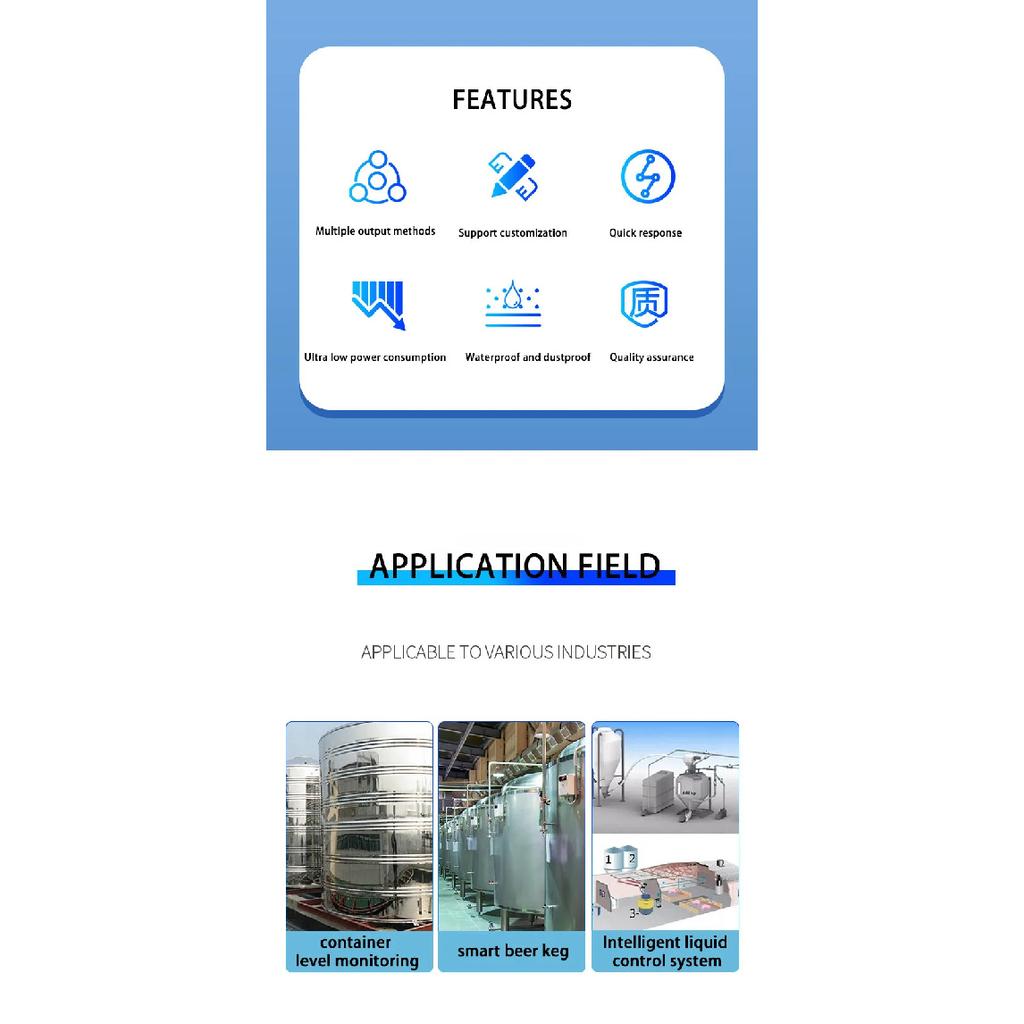Non-contact Water Level Switch and Real-time Level Measurement Ultrasonic Sensor for Diesel Fuel Liquid Gas in Metal Tanks