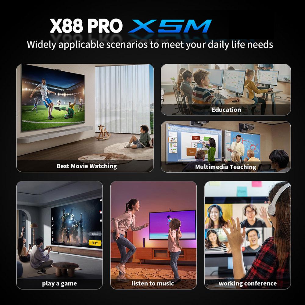 ТВ-бокс X88 Pro X5M Android14 Amlogic S905X5M Поддержка 4K HDR Двойной Wi-Fi BT5.0 Приставка