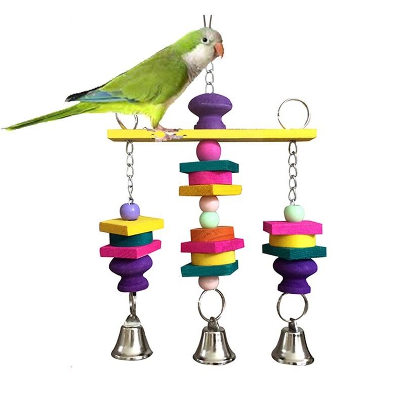 Товары для домашних животных, красочные игрушки для птиц, попугаи, подвесные деревянные качели, колокольчики, волнистый попугайчик, корелла, принадлежности для инструментов, аксессуары
