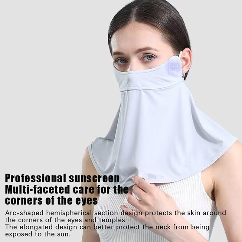 Уличная маска Ice Silk Sunscreen Mask для женщин, летняя, анти-УФ, быстросохнущая, дышащая, защита шеи, повязка на голову с ушами