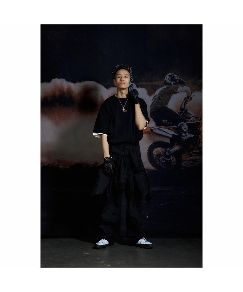 Silijeu Motorcycle Print Short Sleeve T-Shirt Satam26811Bkx