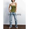 Spring New Women's Clothing French Style Design Slim-Fitting Simple Double-Sided Cloth Tube Top Tops 3641312