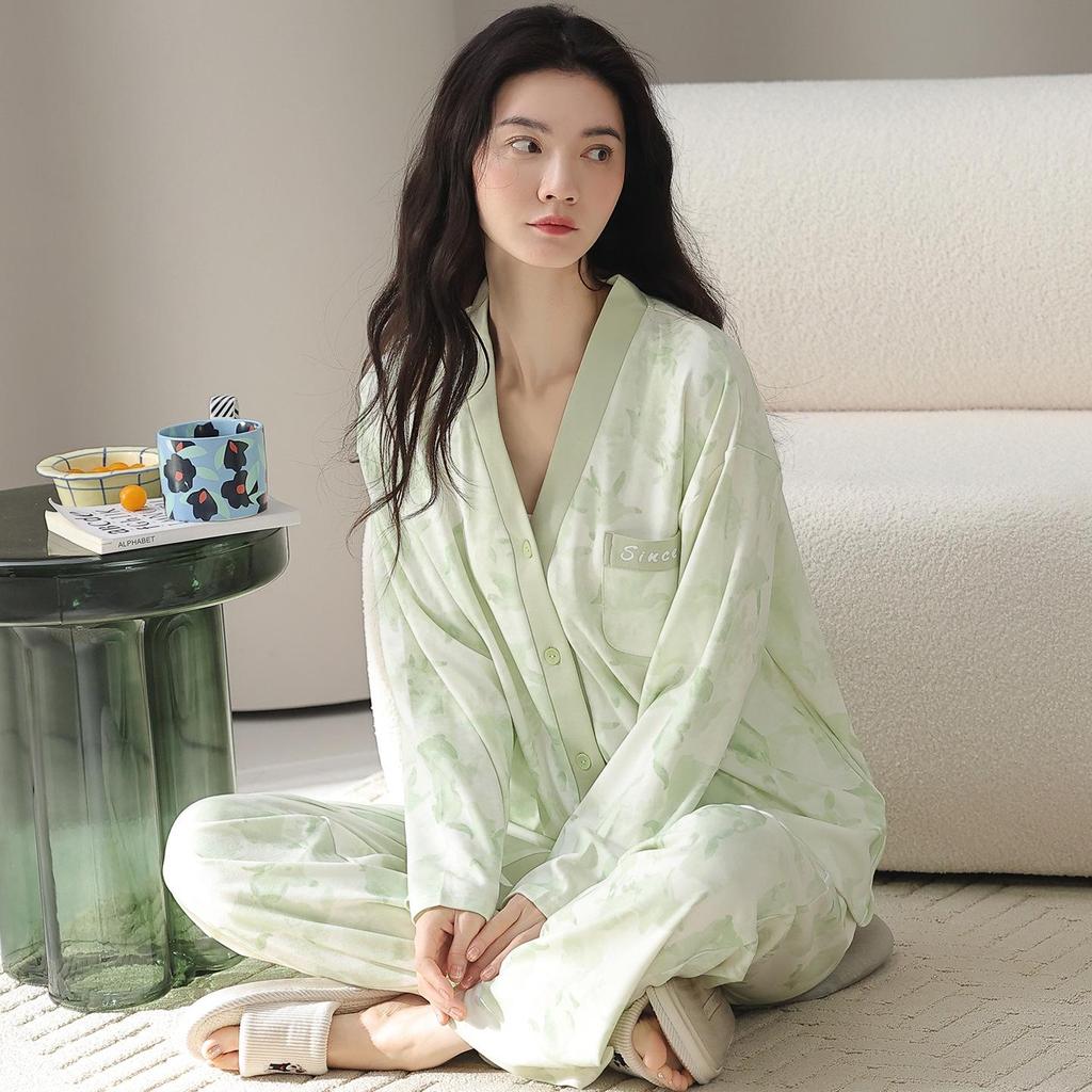 Женская пижама из 100% хлопка с длинным рукавом, 2025: Идеально для осени, зимы и весны, можно носить на улице, домашняя одежда из 100% хлопка в стиле кимоно