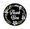 Darling Souvenir 1.6 Inches Round Daffodil Wreath Elegent Personalized Black Thank You Stickers-45