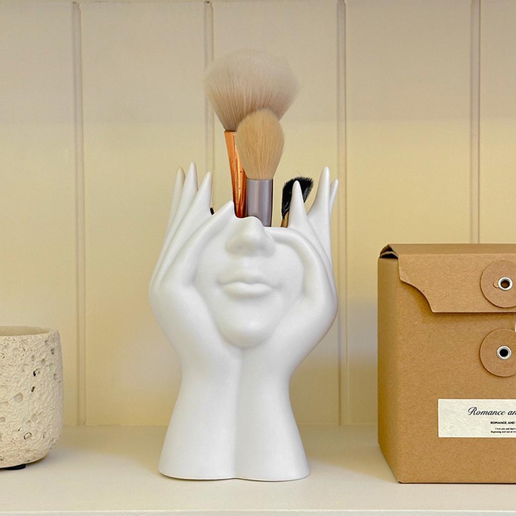 Creative Human Body Art Makeup Brush Holder Office Desk Pen Holder Gift for Family Coworkers for Vanity Dresser Office