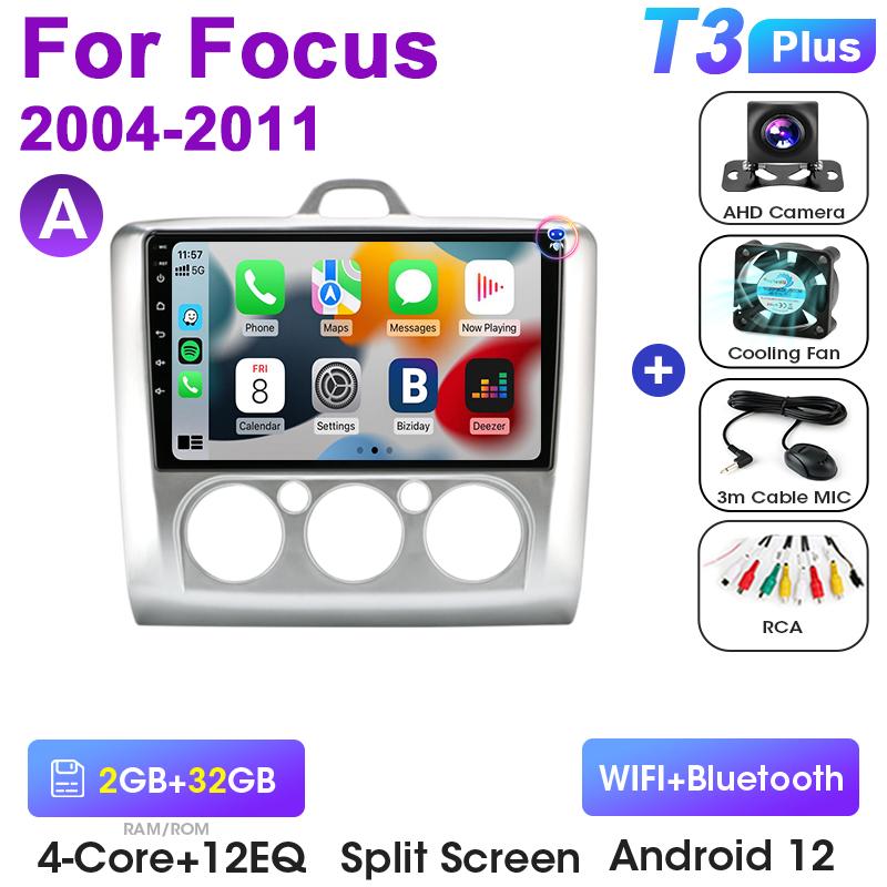 2 Din Android 12 автомобильное радио для Ford Focus 2 3 Mk2/Mk3 2004-2011 мультимедийный видеоплеер GPS 4G Carplay Auto Stereo RDS головное устройство