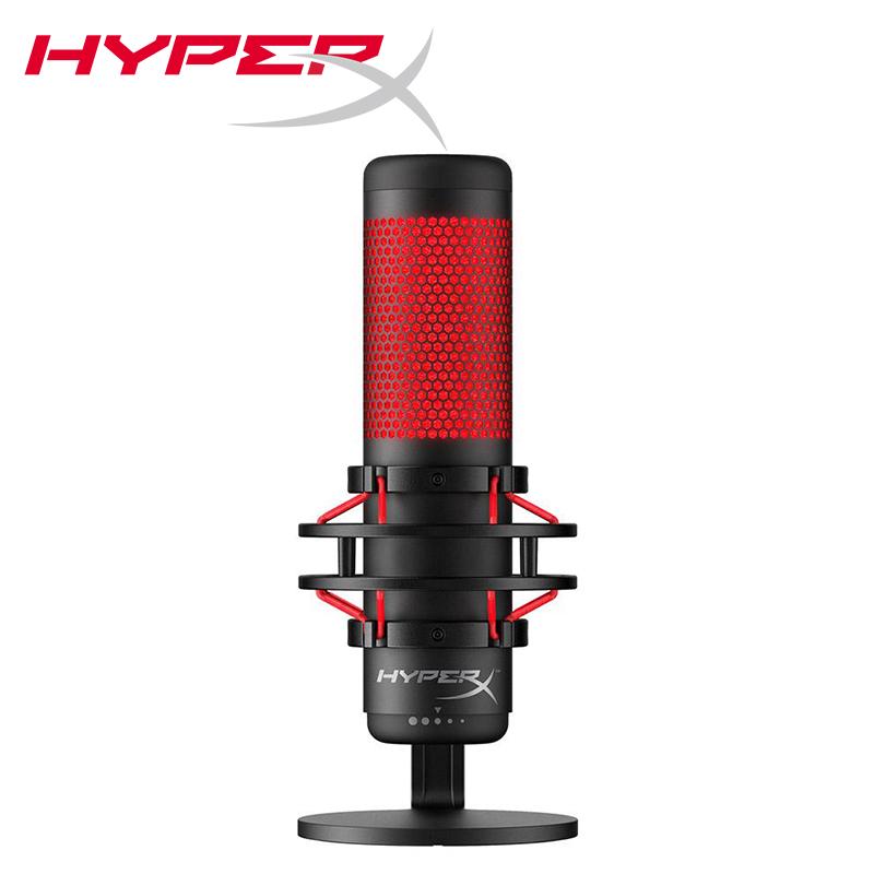 HYPERX Конденсаторный игровой микрофон QuadCast USB, для ПК, PS4, PS5 и Mac, антивибрационный амортизатор, четыре диаграммы направленности, поп-фильтр, регулировка усиления, красный светодиод