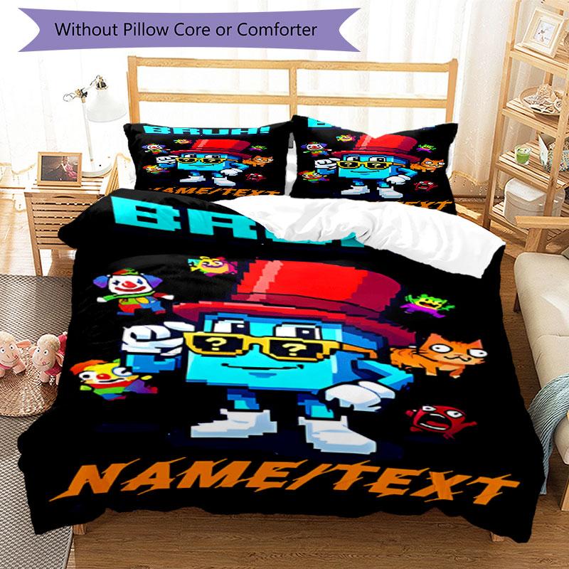 3PC Custom Name "Bruthug Iconic Pixel Art" Bedding Set Printed Bedding Set Duvet Cover Closure Includes 1 Duvet Cover & 161 Pillowcases for Bedroom