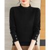 New Autumn Fashion Trend Lace Neck Fashionable Solid Color Loose Versatile Slim Age Reducing Women's Knitted Sweater