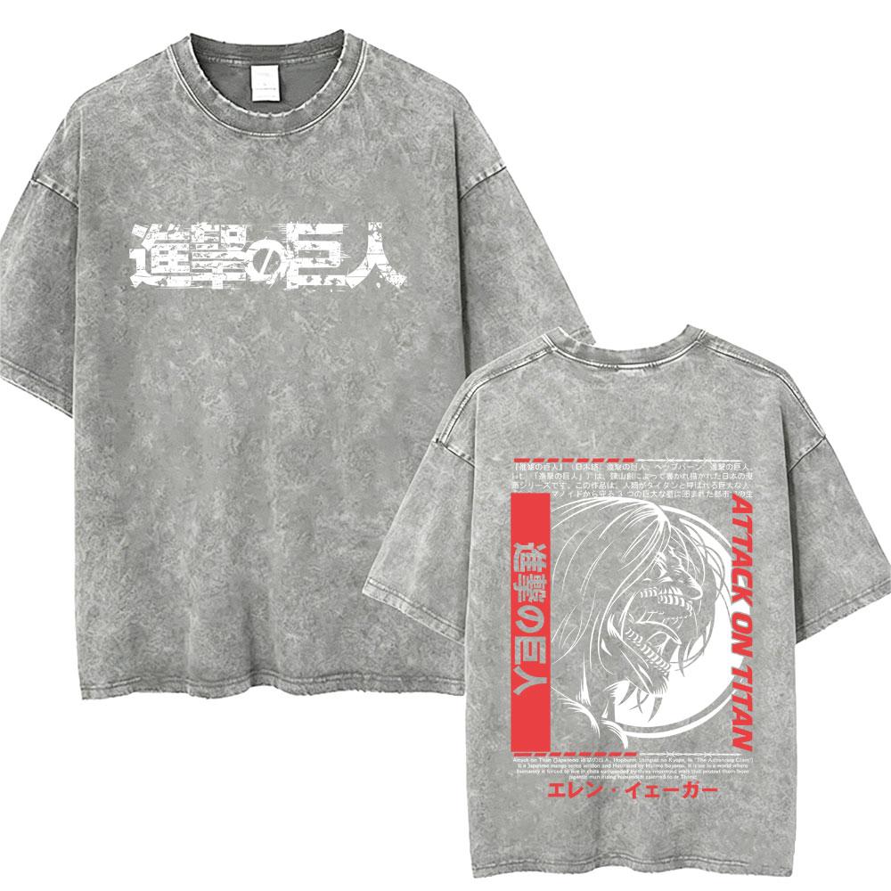 Washed Vintage Anime Attack on Titan Annie Leonhart Merch Tshirt Men Women Clothing Manga Harajuku Oversized T Shirt Streetwear