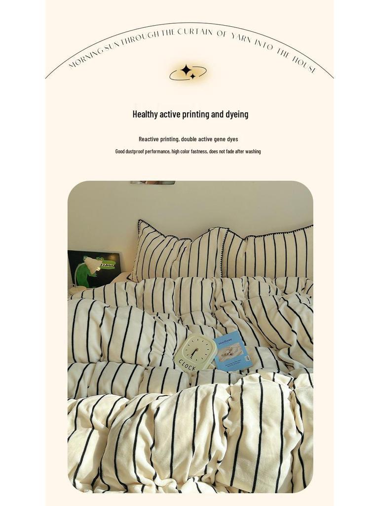 Мягкий и пушистый бархатный комплект постельного белья из 4 предметов цвета таро: Плотный, Теплый, Двусторонний Коралловый Флис для Осени и Зимы