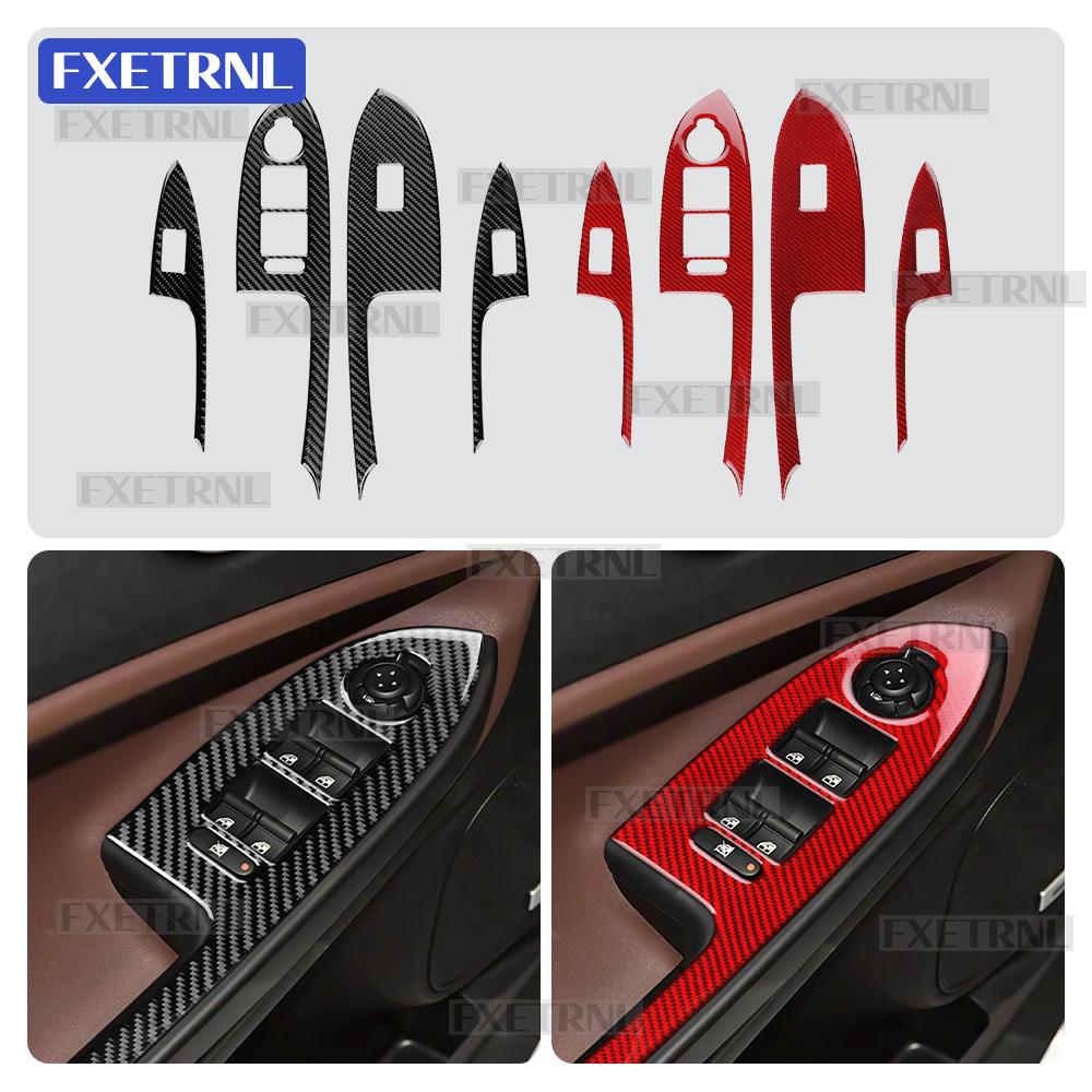 Real Soft Carbon Fiber For Alfa Romeo Giulietta 940 2010-2016 2017 2018 2019 2020 2021 LHD RHD Car Window Lift Switch Sticker
