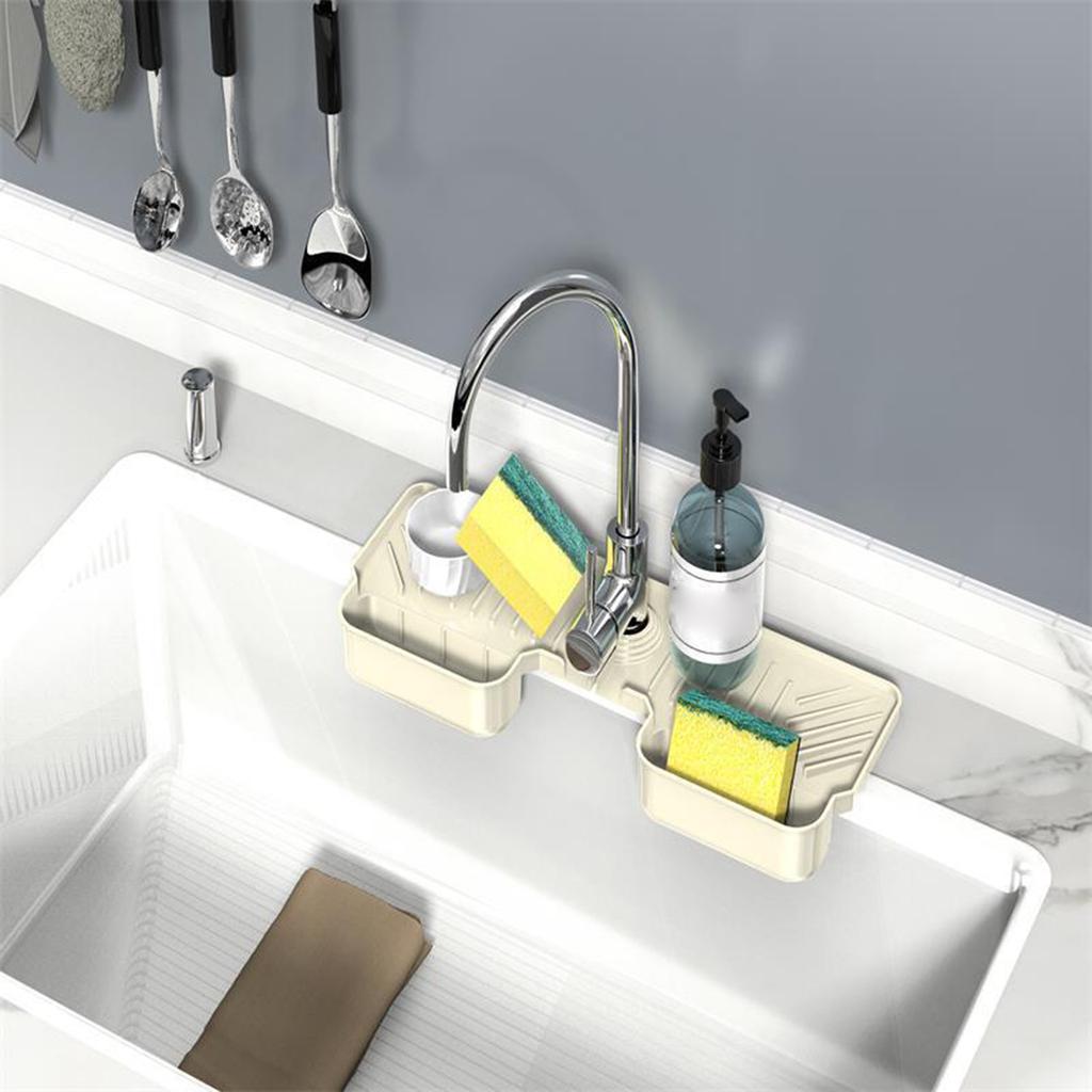 Kitchen Sink Splash Guard Drying Rack and Sponge Holder Kitchen Sink Accessories Faucet Splash Mat Bathroom