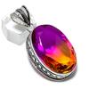 Bi-Color Tourmaline Gemstone Handmade 925 Sterling Silver Pendant 2.17" z4r89