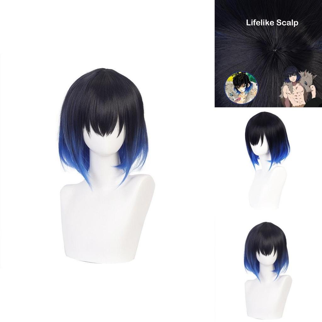 Hashibira Inosuke Wig For Halloween Natural Scalp And Heat-resistant Synthetic Silk Fiber For A Realistic Look