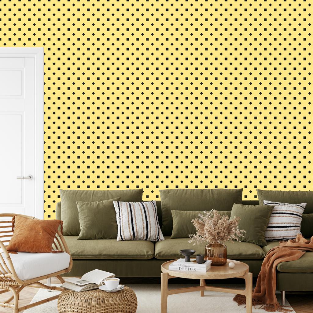Cream Dots Wallpaper with Yellow Center for Living Room and Bedroom 50x1000
