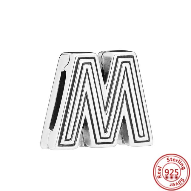 Стерлингового серебра 925 пробы, бусины, буквы, сердце, листья, круг, сверкающие клипсы, подвески, подходят для браслета с отражениями, ювелирные украшения